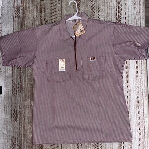 Red Striped Ben Davis 1/4 Zip Shirt Size L